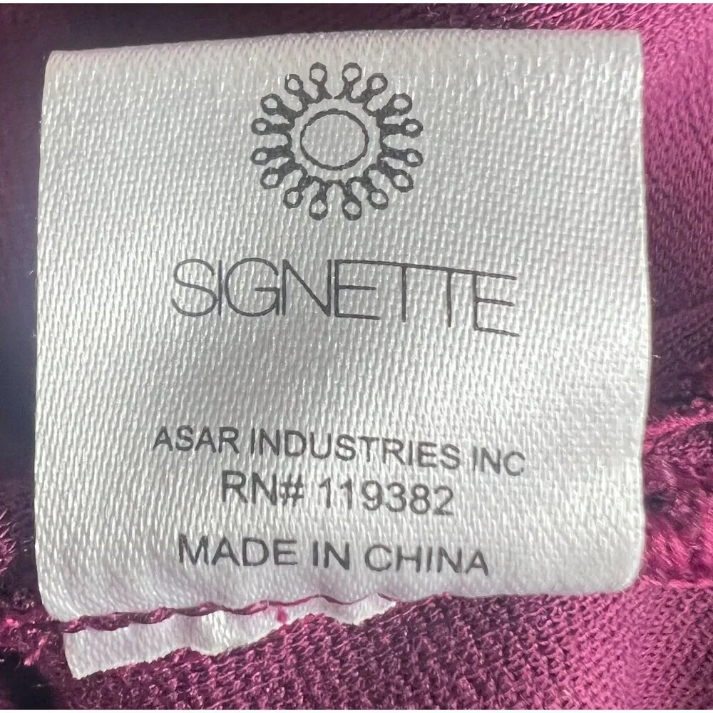 Signette by Aysha Saeed Women's Short Sleeve Dress Burgundy Wine Size P
